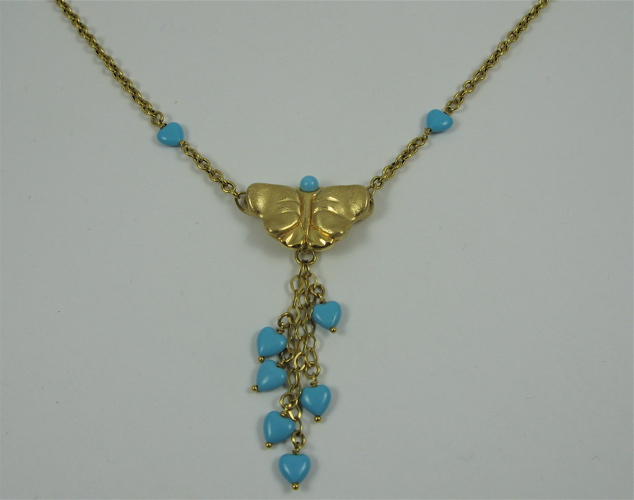 Appraisal: TURQUOISE AND K GOLD NECKLACE - in length and set