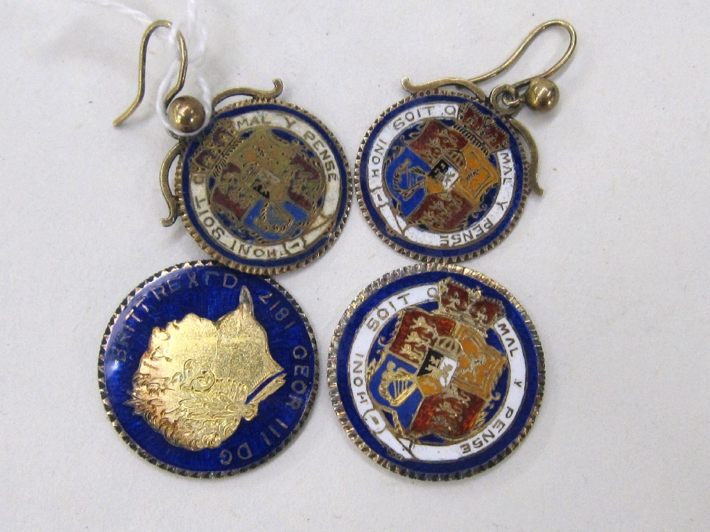 Appraisal: Lot comprising four Georgian enamelled coins