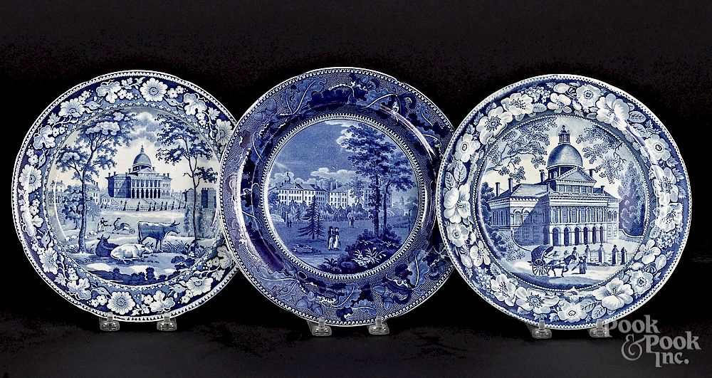 Appraisal: Three Historical blue Staffordshire plates Exclusive on Bidsquare Three Historical