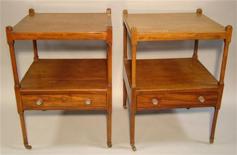 Appraisal: PAIR ENGLISH SHERATON MAHOGANY SIDE TABLES the rectangular tops joined