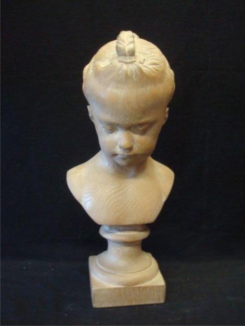 Appraisal: Wood carved bust of a girl Beautifully carved From a