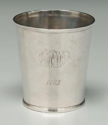 Appraisal: Coin silver julep cup tapered sides reeded borders script W