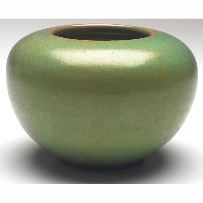 Appraisal: Shearwater vase attribution rounded shape covered in a green and