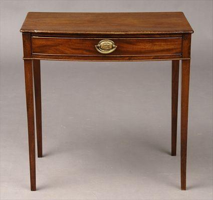 Appraisal: GEORGE III MAHOGANY BOW-FRONTED SMALL SIDE TABLE The cock-beaded frieze