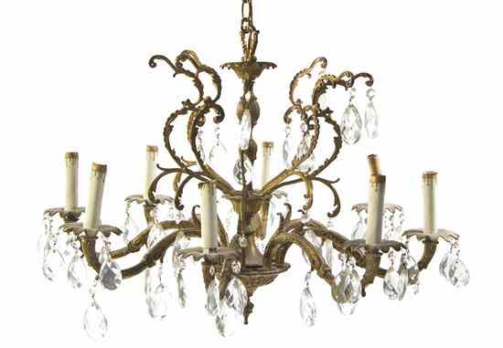 Appraisal: A Continental Gilt Bronze Eight-Light Chandelier having a baluster form