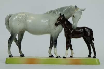 Appraisal: Beswick grey mare and brown foal on base