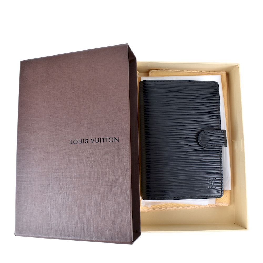 Appraisal: Louis Vuitton Black Epi Leather Agenda Cover PM Louis Vuitton