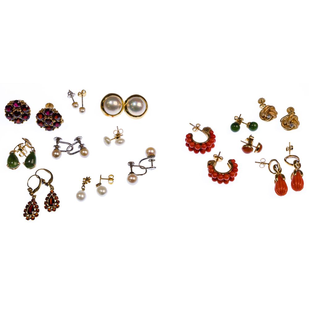 Appraisal: K GOLD AND STONE GEMSTONE EARRING ASSORTMENT pairs of earrings