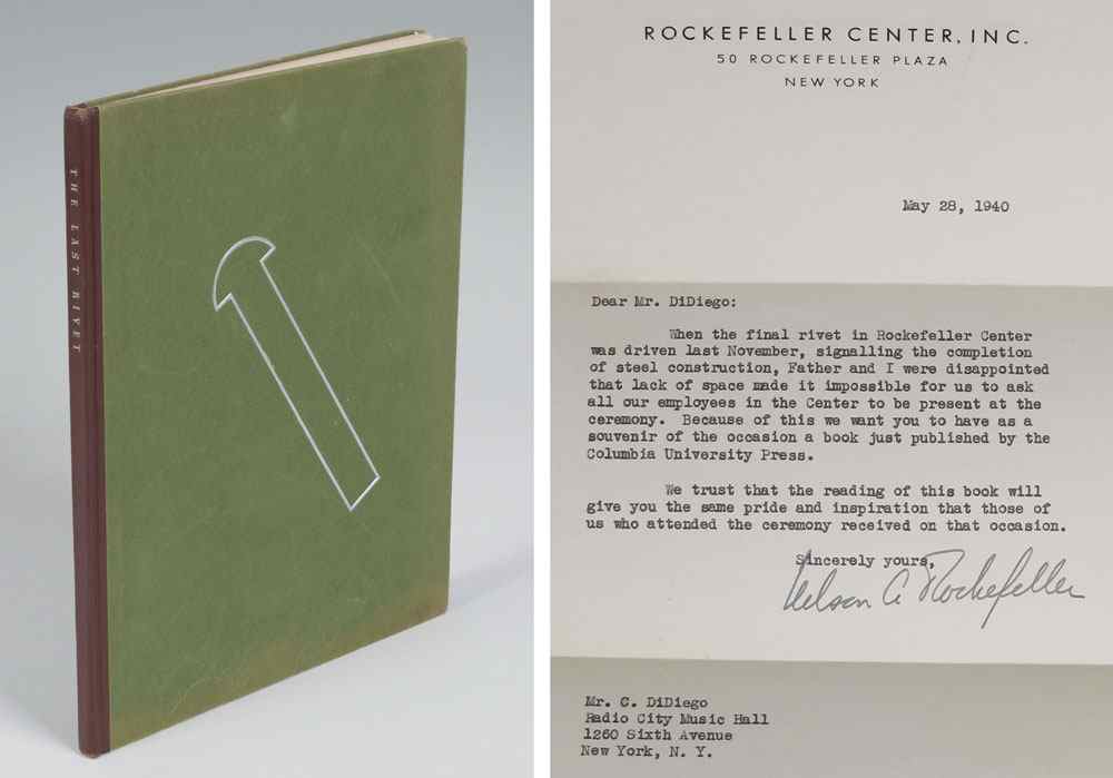 Appraisal: THE LAST RIVET BOOK WITH ROCKEFELLER LETTER ''The Last Rivet''