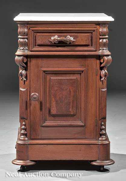 Appraisal: An American Renaissance Carved Walnut Bedside Commode mid- th c