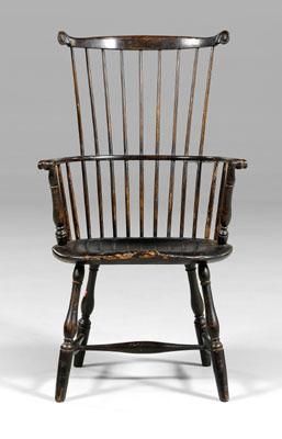 Appraisal: New England Windsor armchair shaped crest rail and hand grips