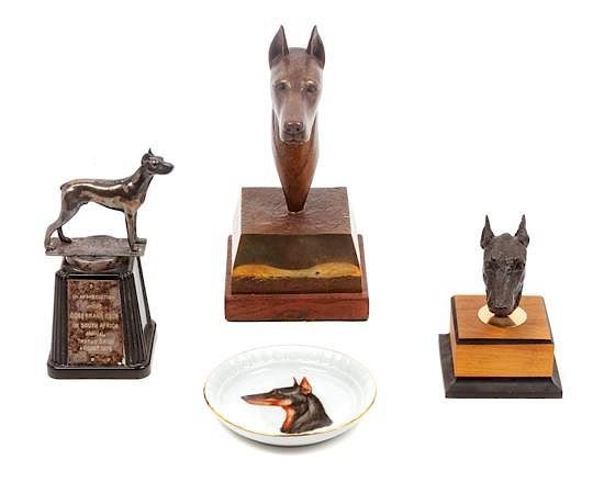 Appraisal: A Group of Four Doberman Articles Height of tallest inches