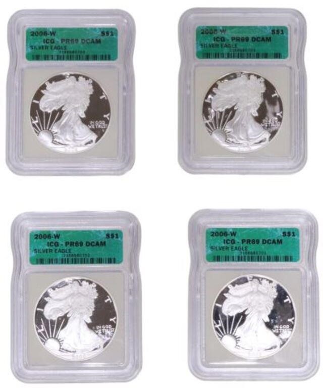 Appraisal: lot of US W Silver Eagle -W all ICG graded