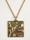 Appraisal: PENDANT - K yellow gold square pendant with floral engraved