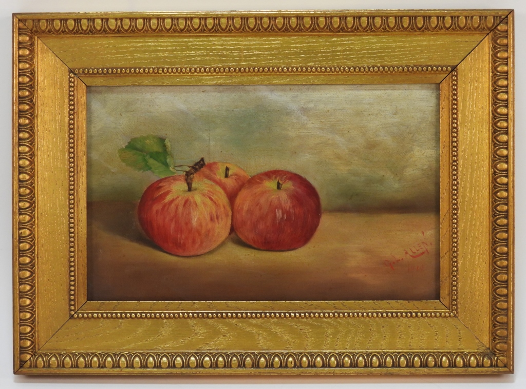 Appraisal: G L ALLEN APPLES ON TABLE STILL LIFE PAINTING United