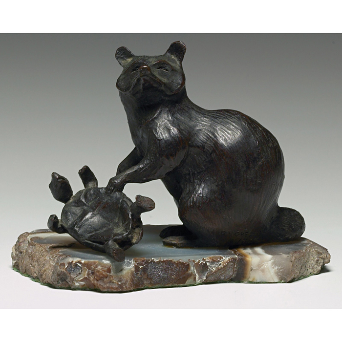 Appraisal: Richard Vernon Greeves American - bronze sculpture raccoon and turtle