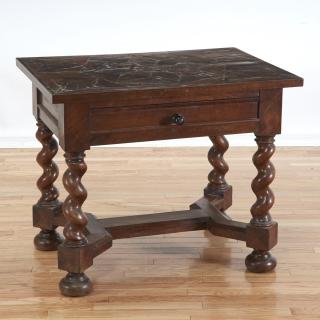 Appraisal: Continental Baroque parquetry walnut side table Continental Baroque parquetry walnut