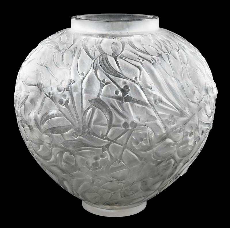 Appraisal: R Lalique Gui Frosted Vase model introduced model number molded