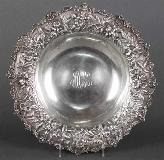 Appraisal: American repousse sterling silver serving bowl S Kirk Son Inc