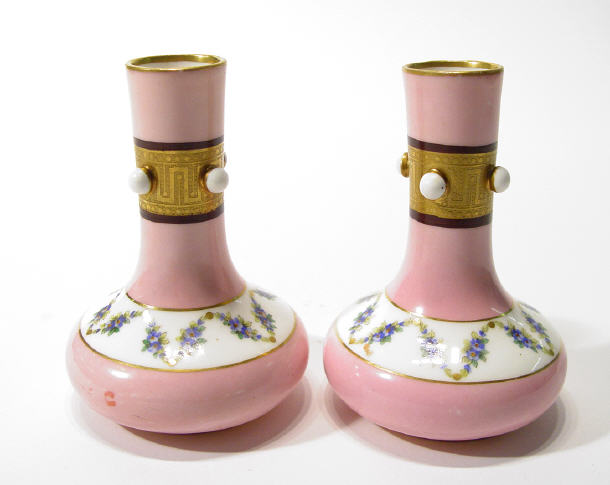 Appraisal: Pair of Victorian Mintons bottle vases with jewelled and gilt