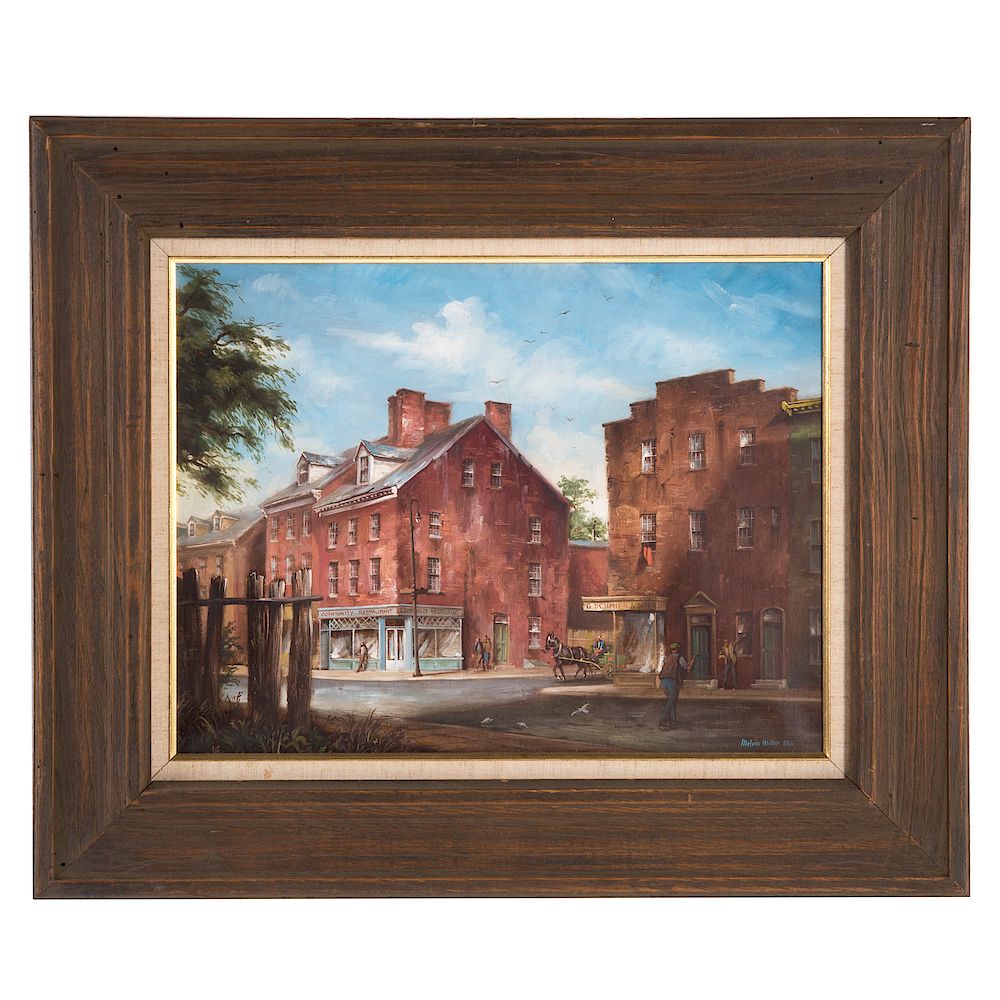 Appraisal: Melvin Miller Baltimore Street Scene oil American - Probably Fells