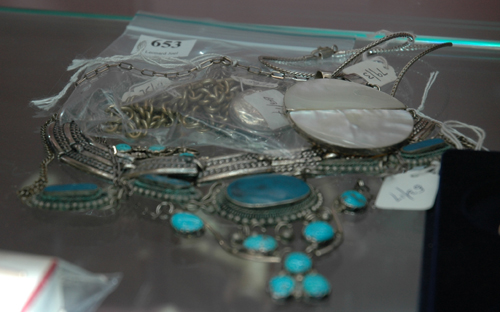 Appraisal: A COLLECTION OF SILVER AND TORQUISE JEWELLERY Including necklaces pendants