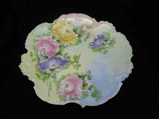 Appraisal: Limoges Handpainted Porcelain Charger floral decor artist signed Kellogg scalloped