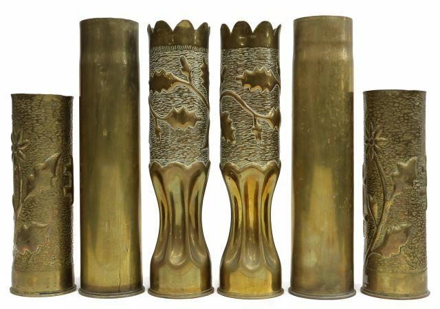 Appraisal: lot of WWI-era trench art vases fashioned from artillery shells