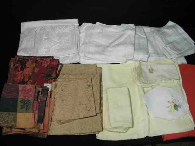 Appraisal: Group lot of estate linens Includes tablecloths napkins place mats