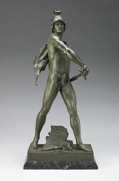 Appraisal: A French patinated bronze figure Honor Patria cast after a