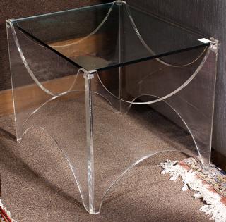 Appraisal: Pair of Moderne acrylic and glass side tables Pair of