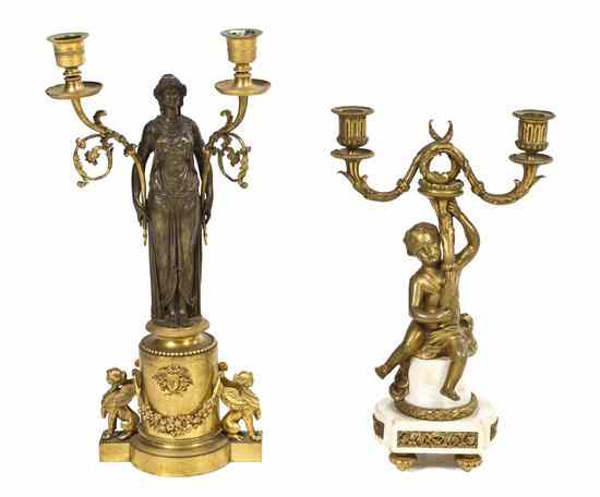 Appraisal: Two Associated Louis XVI Style Gilt or Patinated Bronze Figural