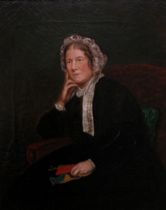 Appraisal: Portrait of Elderly Sitter C Portrait of elderly woman with