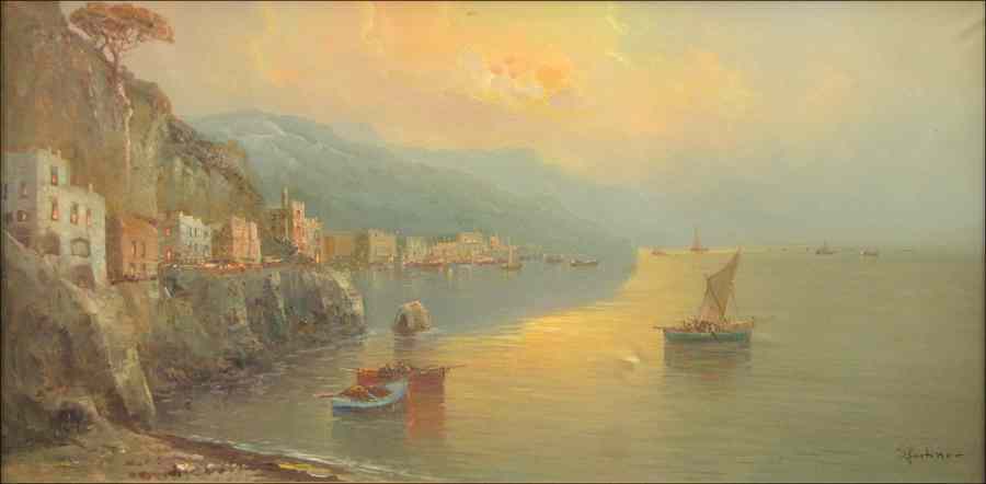 Appraisal: S FONTINO TH CENTURY ITALIAN COASTLINE Oil on canvas signed