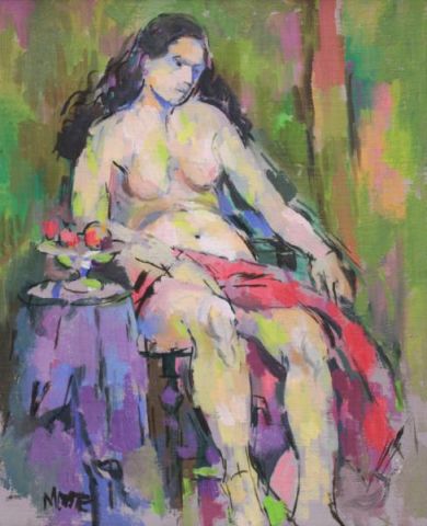 Appraisal: MOORE Oil on Wood Panel of a Seated Nude Signed