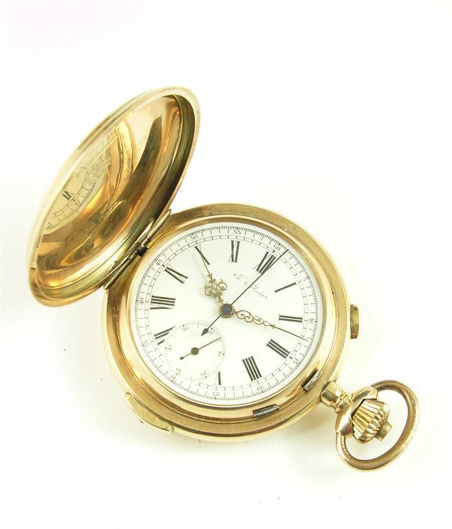 Appraisal: A Swiss k gold quarter repeating hunting cased keyless lever