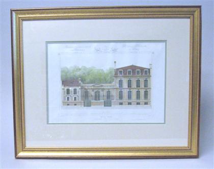 Appraisal: Six hand-colored architectural engravings cesar daly paris x x in