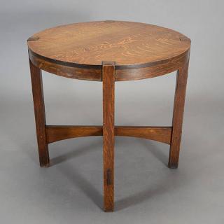 Appraisal: Gustav Stickley Round Lamp Table With cross stretchers and apron