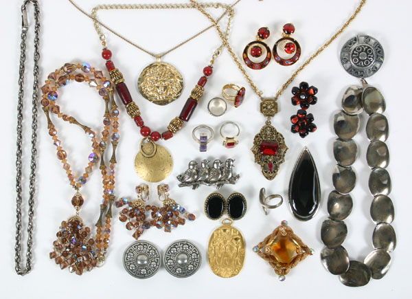 Appraisal: Jewelry assortment costume vintage sterling etc Items include Austrian and