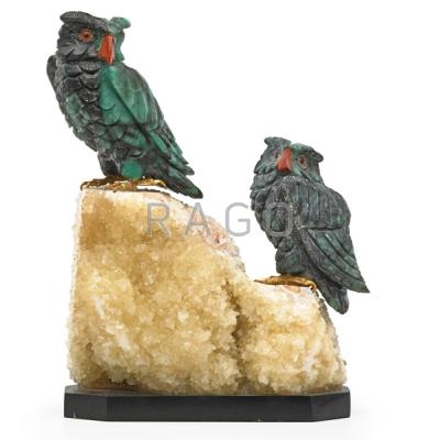 Appraisal: AMSTERDAM SAUER SCULPTURE Emerald and Jasper in calcite with bronze