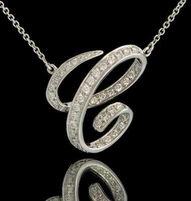 Appraisal: A Ladies' Diamond Initial C Necklace k white gold pendant