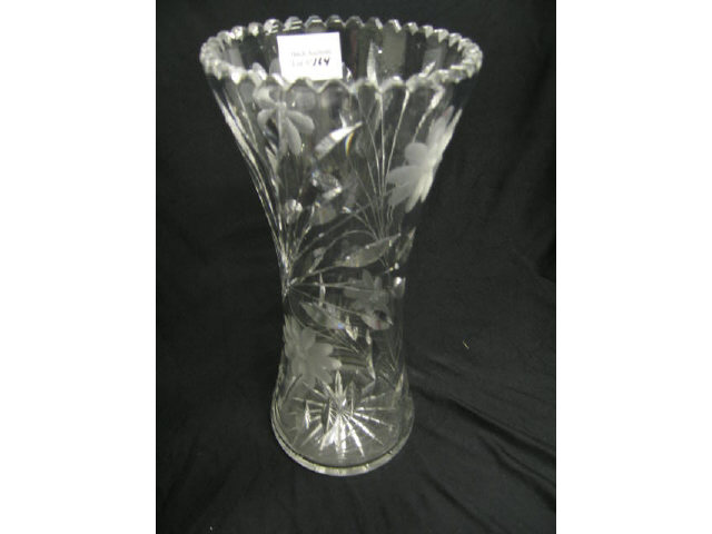 Appraisal: Cut Glass Vase Floral Design