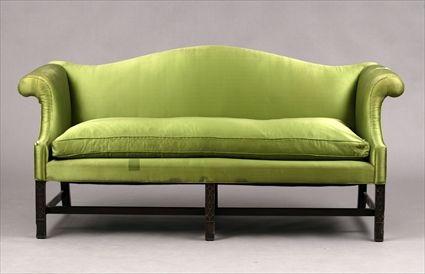 Appraisal: George III-Style Mahogany Serpentine-Back Sofa with Marlborough Legs x x