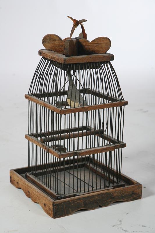 Appraisal: BIRDCAGE American early th century Scrubbed pine with wire bars