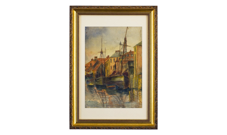 Appraisal: Framed Watercolour Harbour Scene x Inches