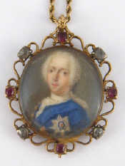 Appraisal: A Georgian portrait miniature in a contemporary diamond and gem