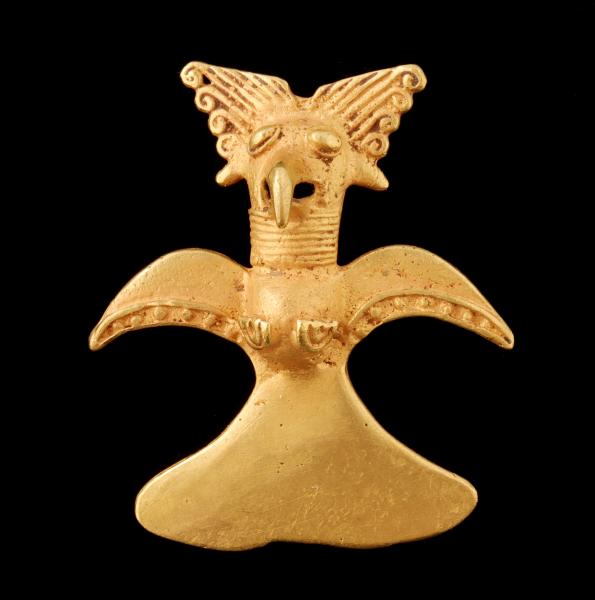 Appraisal: A PRE-COLUMBIAN STYLE K GOLD HARPY EAGLE PENDANTThe depiction of