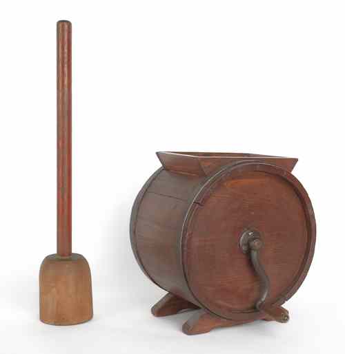 Appraisal: Pine butter churn th c h together with a wood