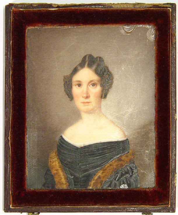 Appraisal: Rectangular th Century miniature of a woman onto ivory signed