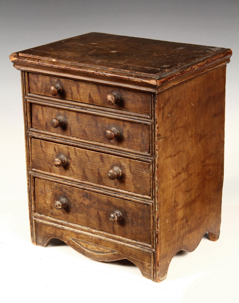 Appraisal: MINIATURE CHEST OF DRAWERS - Early th c Paint Decorated